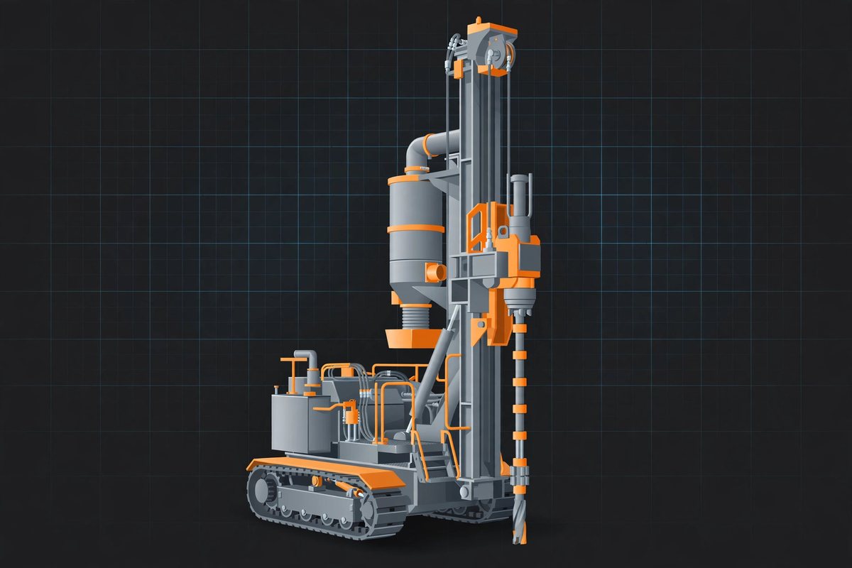 BlastMaster B80 blast hole DTH drilling rig — concept illustration
